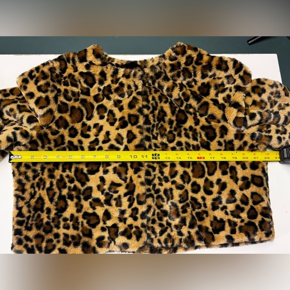 Joseph A Women’s Faux Fur Leopard Print Cropped Jacket Size L Brown - Picture 7 of 7